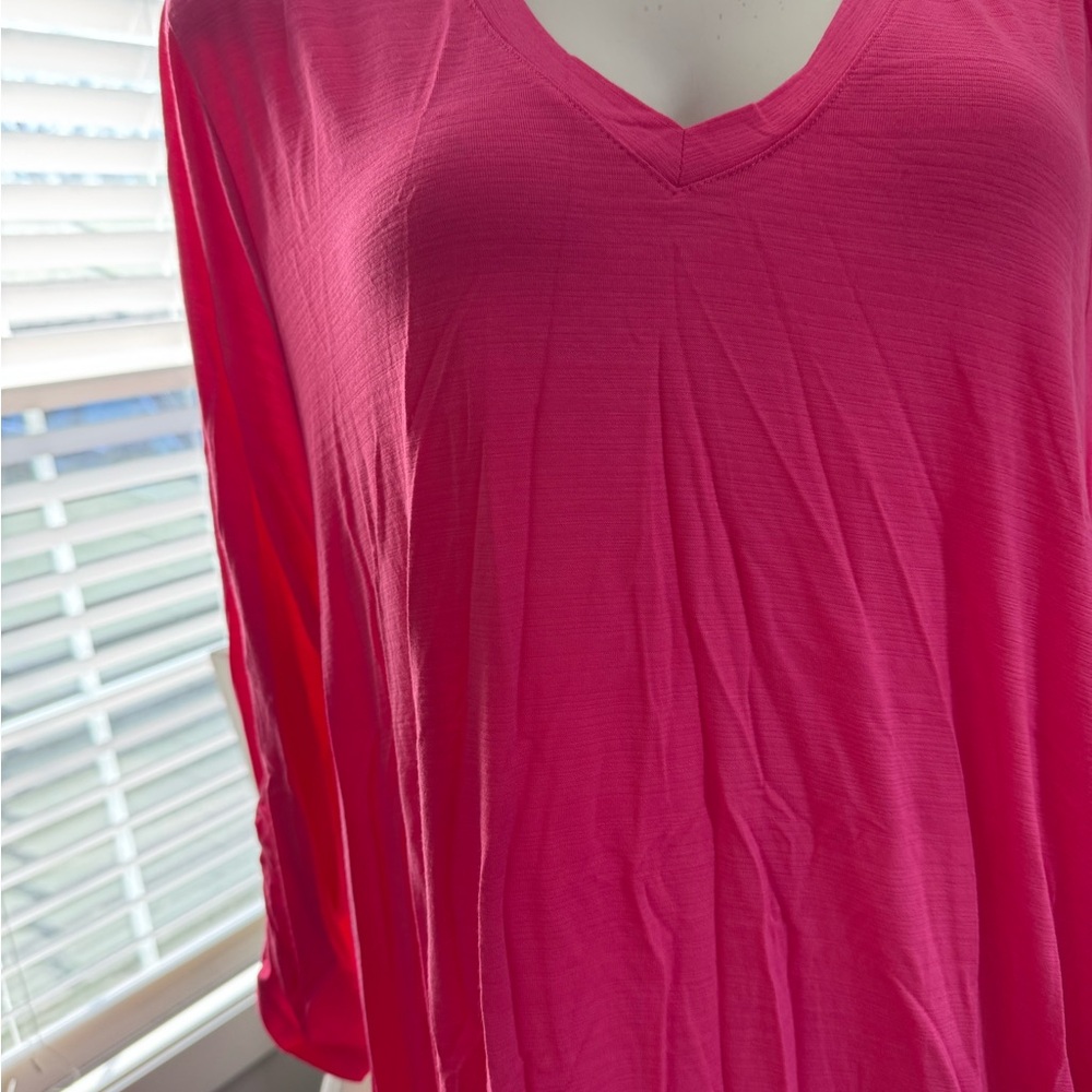 Women's Pink V-Neck Swing Top